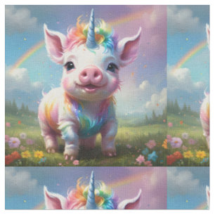 Rainbow Unicorn Baby Pig, Fabric