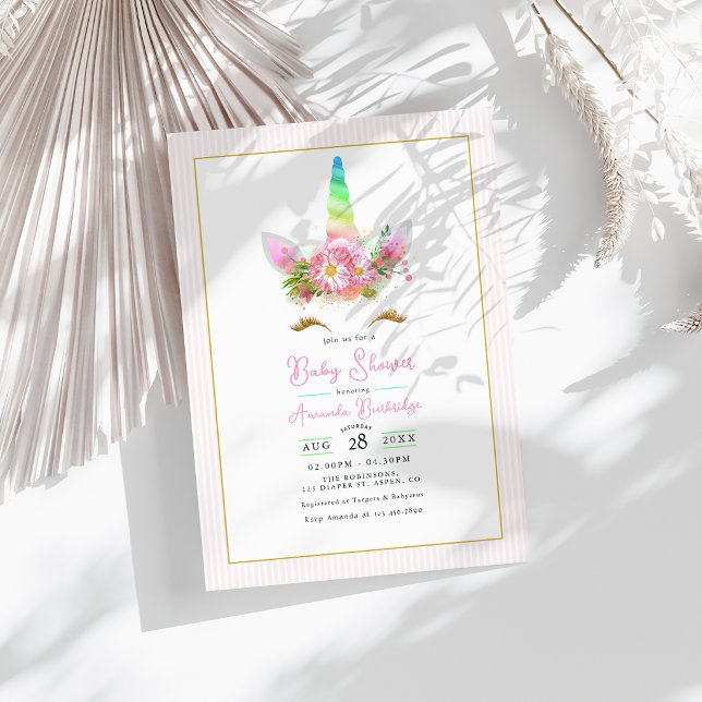 Rainbow Unicorn Baby Shower Invitation (Rainbow Unicorn Baby Shower Invitation)