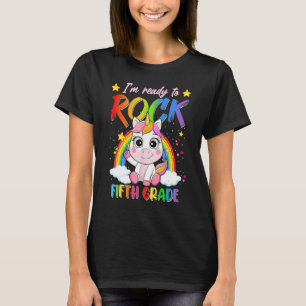 Rainbow Unicorn Back To School Ready To Rock Fifth T-Shirt