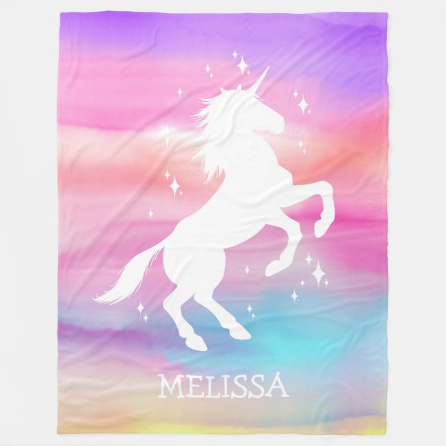 Rainbow unicorn bébé couverture personnalisée cade (Devant)