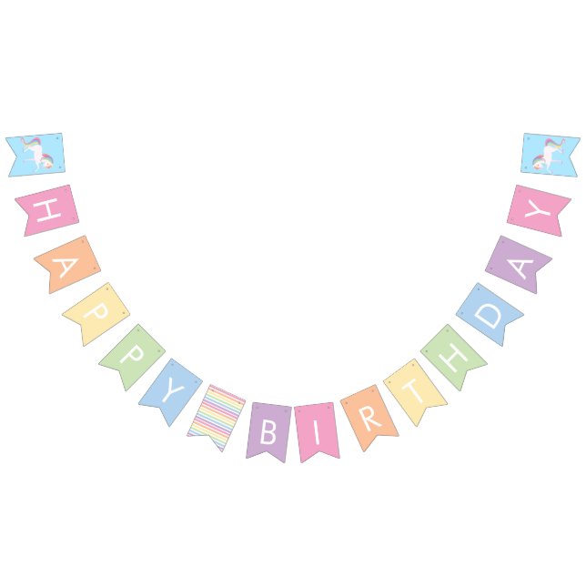 Rainbow Unicorn Birthday Bunting Flags (All)