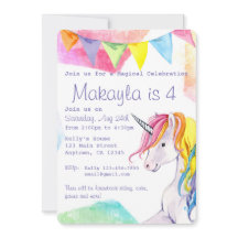 Rainbow Unicorn Birthday Invitation