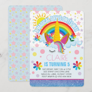 Rainbow Unicorn Birthday invitation