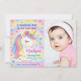 Rainbow Unicorn Birthday Invitation