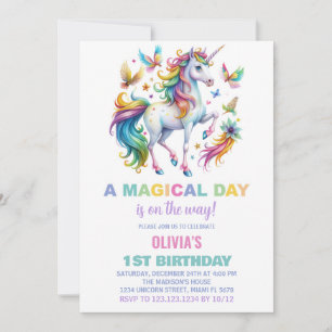 Rainbow Unicorn Birthday Invitations