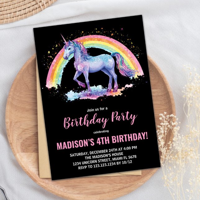 Rainbow Unicorn Birthday Invitations (Rainbow Unicorn Birthday Invitations)