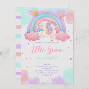 Rainbow Unicorn Birthday Magical Unicorn Invitation