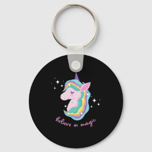 Rainbow Unicorn Birthday Party Baby      Keychain