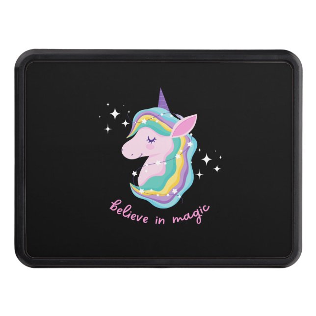 Rainbow Unicorn Birthday Party Baby       Trailer Hitch Cover (Front)