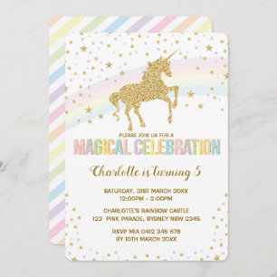 Rainbow Unicorn Birthday Party Invitation Twinkle 