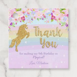 Rainbow Unicorn Birthday Party Purple Thank You Favour Tags