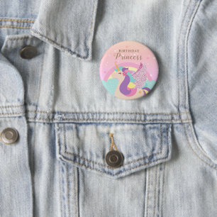 Rainbow Unicorn Birthday Princess Cute 2 Inch Round Button