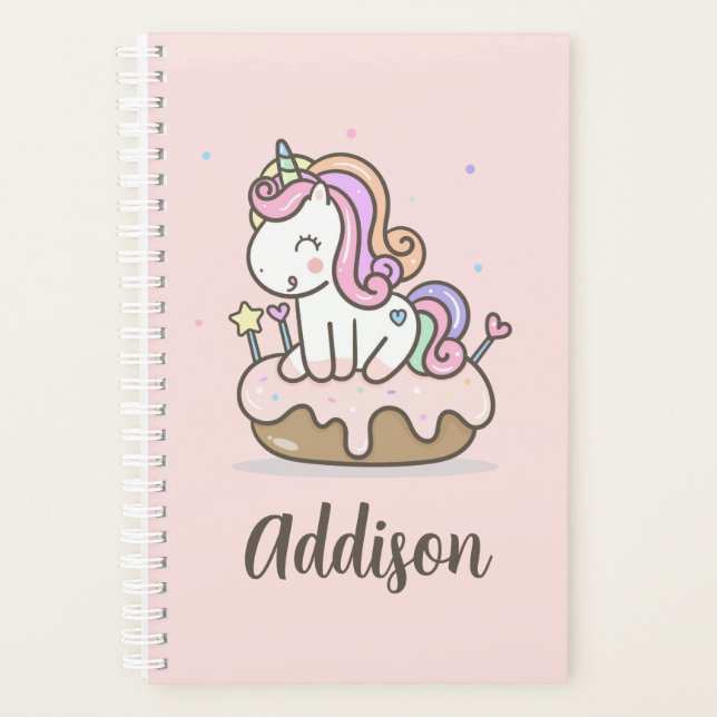 Rainbow Unicorn Cake Personalized Planner Notebook (Front)