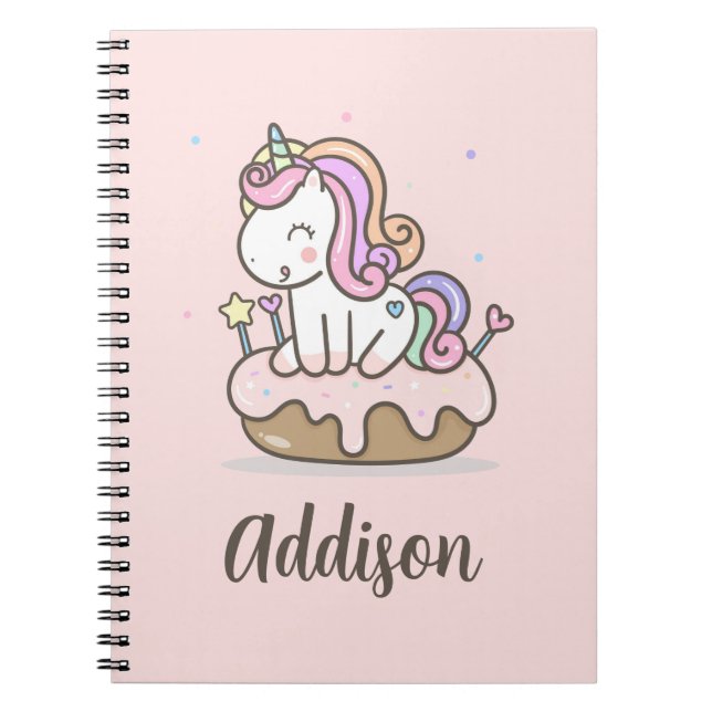 Rainbow Unicorn Cake Personalized Spiral Notebook (Front)