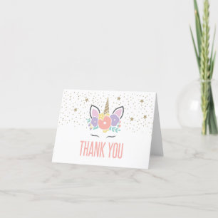 Rainbow Unicorn Carte de remerciements d'anniversa
