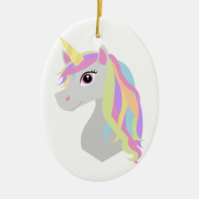 Rainbow Unicorn Ceramic Ornament (Front)
