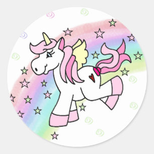 Rainbow Unicorn Classic Round Sticker
