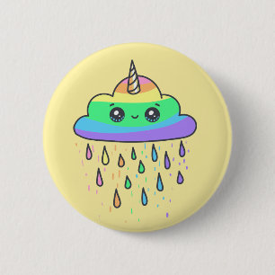 Rainbow Unicorn Cloud 2 Inch Round Button