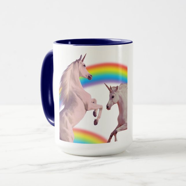 Rainbow Unicorn Couples Mug Customizable Names (Front Left)