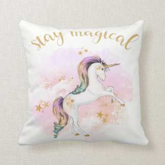 Rainbow Unicorn Cushion, Stay Magical Throw Pillow