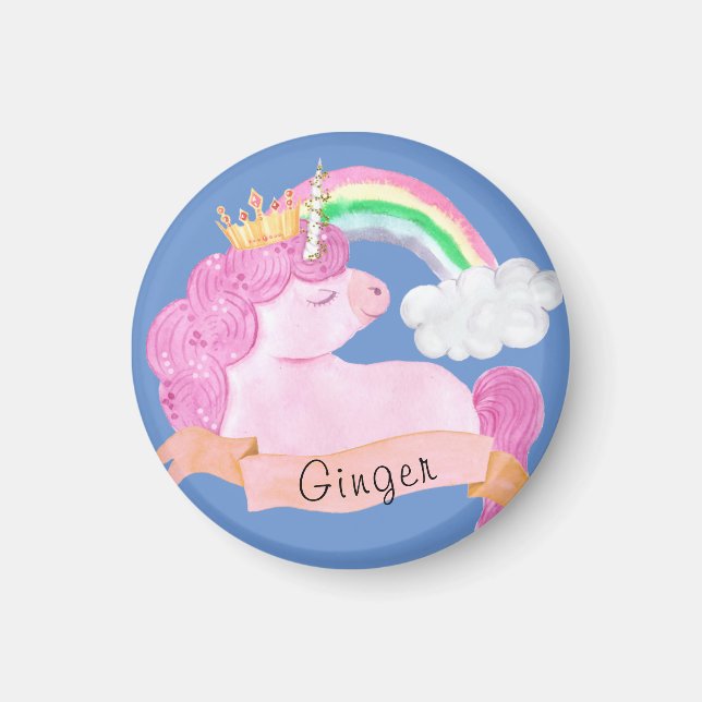 🌈Rainbow Unicorn Custom Name         Magnet (Front)