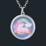 🌈Rainbow Unicorn Custom Name        Silver Plated Necklace<br><div class="desc">Beautiful magic-themed featuring Adorable baby unicorn with rainbow. Easy customization of your princess name using the "Personalization button". Check out other Matching items available in my store!</div>