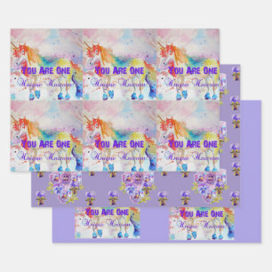 Rainbow Unicorn Cute Magical Watercolour Wrapping  Paper Sheet