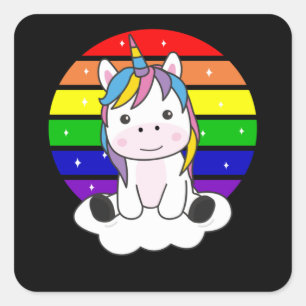 Rainbow Unicorn Cute Unicorns For Kids Square Sticker