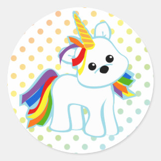 Rainbow Unicorn Cutie Classic Round Sticker