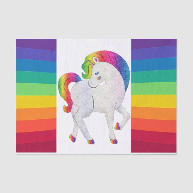 Rainbow Unicorn Decoupage Tissue Paper (Front)