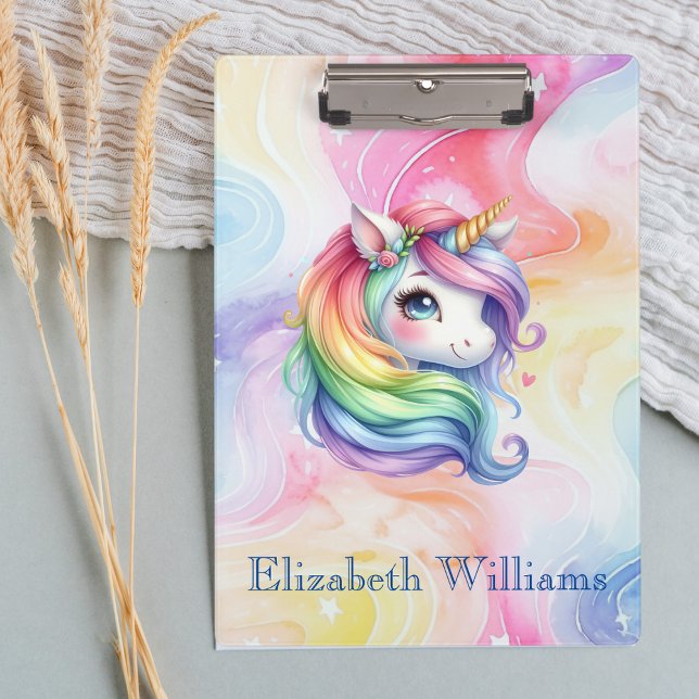 Rainbow Unicorn Design with Custom Name Clipboard (Creator Uploaded)