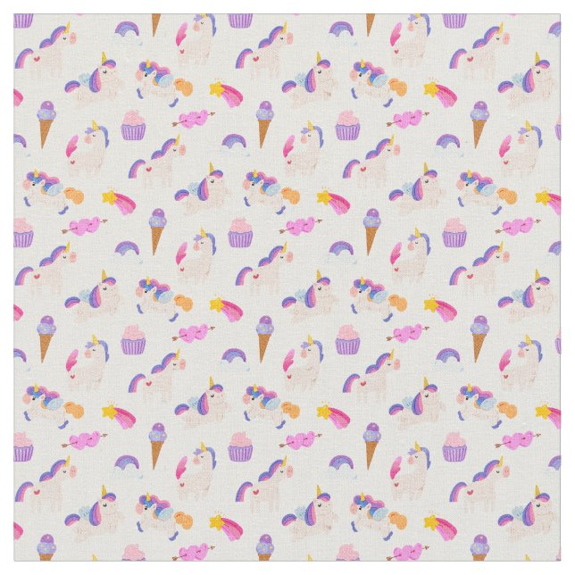Rainbow Unicorn Dreams Fabric (Close Up)