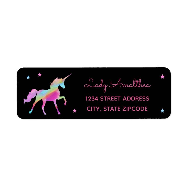 Rainbow Unicorn Et Stars Étiquette de adresse (Devant)