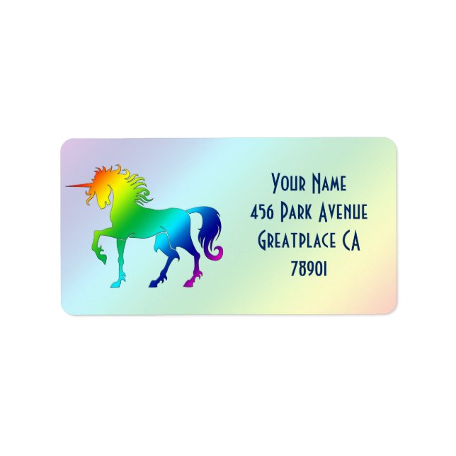 Rainbow Unicorn Étiquette de adresse (Devant)