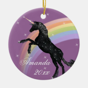 Rainbow Unicorn Fantasy Ceramic Ornament