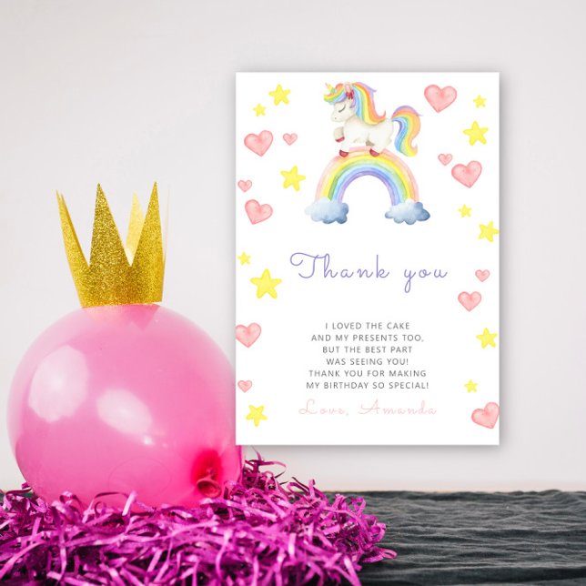 Rainbow Unicorn fête d'anniversaire merci (Créateur téléchargé)