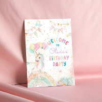Rainbow Unicorn Girl Birthday Welcome