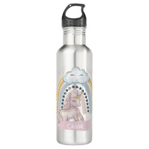 🦄Rainbow Unicorn Girl Custom Name 710 Ml Water Bottle