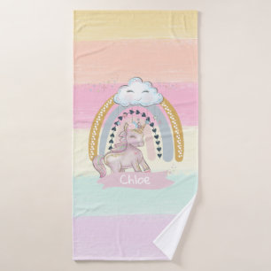 🦄Rainbow Unicorn Girl Custom Name Bath Towel