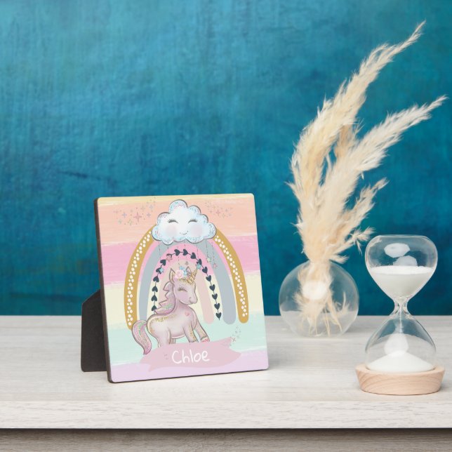🦄Rainbow Unicorn Girl Custom Name    Plaque (Insitu)