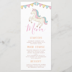 Rainbow Unicorn Girl's Birthday Party Menu