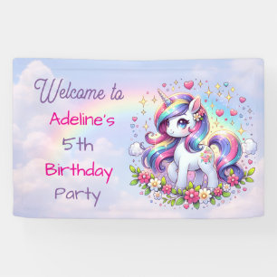 Rainbow Unicorn Girl's Birthday Party Personalized Banner