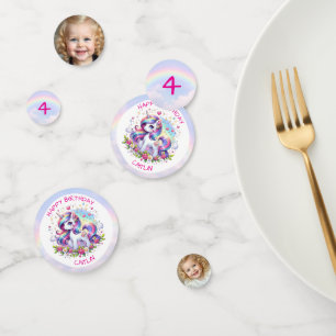 Rainbow Unicorn Girl's Birthday Party Personalized Confetti