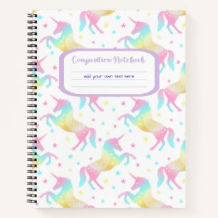 Rainbow Unicorn Girls Composition Notebook