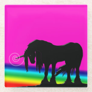Rainbow Unicorn Glass Coaster