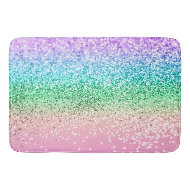 Rainbow Unicorn Glitter 1 (Faux Glitter) #pastel  Bath Mat (Front)