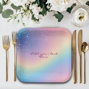 Rainbow Unicorn Glitter Paper Plate
