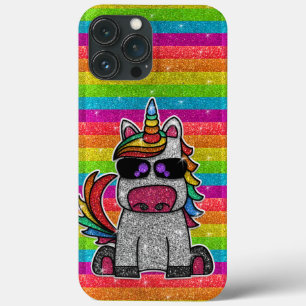 Rainbow Unicorn Glitter Sparkly Gold Sparkles iPhone 13 Pro Max Case