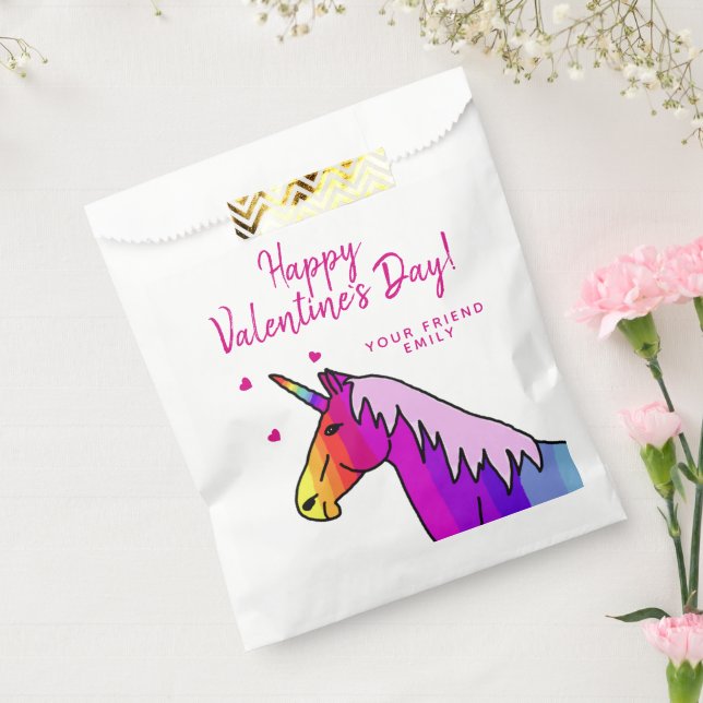 Rainbow Unicorn Heart Kids Valentine`s day Favour Bag (Sealed)