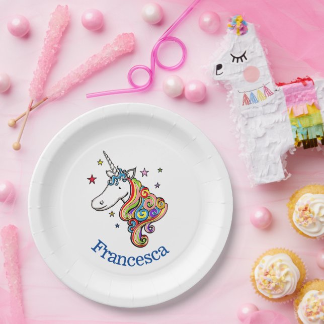 Rainbow Unicorn Heart Paper Plate (Party)